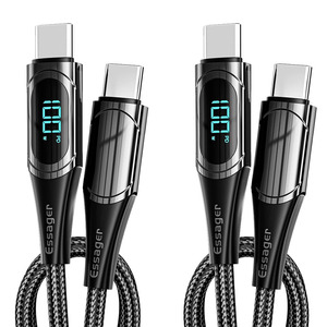 thumbnail image 2 of MM Electronicles 100W USB C Fast Charging Cable 6.6ft Braided With LED Display For IPhone 15 Android 2 of 6