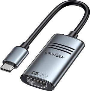 USB C to HDMI 2.1 Adapter 8K@60Hz 4K@144Hz Aluminum Type-C to HDMI Cable, Compatible with Thunderbolt 4 3 Support 48Gbps/HDCP2.3/HDR for Laptop, Tablet