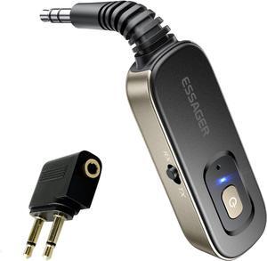 Bluetooth Receiver for Car, Noise Cancelling 3.5mm AUX Bluetooth Car Adapter, Wireless Audio Receiver Transmitter for Home Stereo/Wired Headphones Airplane, Gold