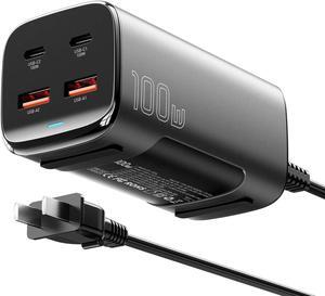 USB C Charger 100W GaN Charger Fast USB C Charging Station 4 Ports 100W Laptop Travel Power Strip for MacBook Pro/Air/iPad Pro/iPhone/