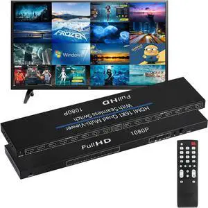 HDMI Quad MultiViewer 16x1, Seamless Switcher 16 in 1 Out with IR Remote Control, Support 1080p and 8 Viewing Modes