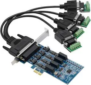 PCIe to 4-Port RS-485/422 Serial Card with Opto-Isolation, Surge/Lightning Protection & Terminal Block - Industrial-Grade Multi-Port Expansion Card for COM Port, Automation, Communication