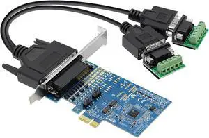 PCIe to Dual RS-485/422 Serial Port Card with DB9 Connectors - High-Speed 1-to-2 Multi-Port Expansion Card, Terminal Block Adapters