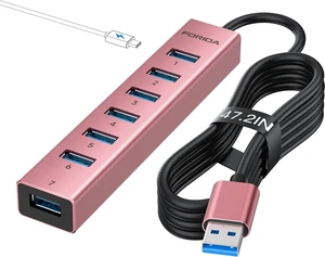 USB Hub Long Cable, 8 Ports USB 3.0 Splitter with 7 USB 3.0 Data Ports,Multiport Adapter with Type C 5V/3A Power Port, 47IN/120CM Main Cable for Laptop PC and More USB Hub Long Cable, 8 Ports USB 3.0 Splitter with 7 USB 3.0 Data Ports,Multiport Adapter with Type C 5V/3A Power Port, 47IN/120CM Main Cable for Laptop PC and More