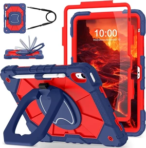 Case for iPad (A16) 11th 2025 (11-inch) /iPad 10th Generation 2022(10.9 inch),Military Grade Shockproof Cover for i Pad 11/10 Gen with Rotating Stand Screen Protector Pencil Holder,Navy Red Case for iPad (A16) 11th 2025 (11-inch) /iPad 10th Generation 2022(10.9 inch),Military Grade Shockproof Cover for i Pad 11/10 Gen with Rotating Stand Screen Protector Pencil Holder,Navy Red