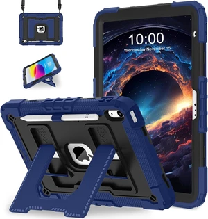 Case for iPad A16 11th/10th Generation 2025/2022 with Pencil Holder Shoulder Strap iPad Case 10th Generation Shockproof Cover for iPad 11th/10th Gen Cases,Navy Black Case for iPad A16 11th/10th Generation 2025/2022 with Pencil Holder Shoulder Strap iPad Case 10th Generation Shockproof Cover for iPad 11th/10th Gen Cases,Navy Black