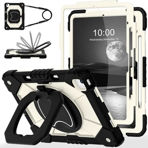 for iPad Air 13 Inch Case M4/M3/M2 2026/2025/2024 with Pencil Holder/Screen Protector/360° Rotating Stand,Military Grade Shockproof Cover for iPad Air Case 13 Inch,Black Beige for iPad Air 13 Inch Case M4/M3/M2 2026/2025/2024 with Pencil Holder/Screen Protector/360° Rotating Stand,Military Grade Shockproof Cover for iPad Air Case 13 Inch,Black Beige