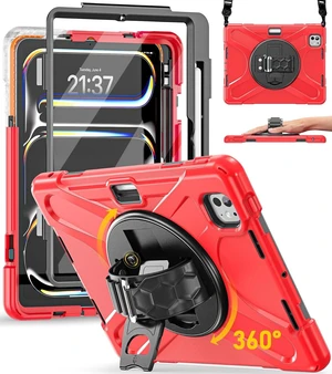 Case for iPad Pro 11 inch M5 2025 & M4 2024, 4 Layers Heavy Duty Full-Body Protection Screen Protector Pencil Holder, 360° Rotating Handle Kickstand, Shoulder Strap Kids Friendly Case for iPad Pro 11 inch M5 2025 & M4 2024, 4 Layers Heavy Duty Full-Body Protection Screen Protector Pencil Holder, 360° Rotating Handle Kickstand, Shoulder Strap Kids Friendly