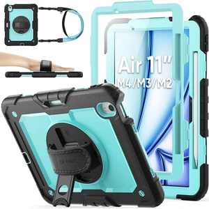 Case for iPad Air 11-inch M4-M2 2026-2024 (Gen 8-6), Shockproof Heavy Duty Case with Screen Protector, Pencil Holder, Rotating Stand, Hand Strap, Shoulder Strap, SkyBlue Case for iPad Air 11-inch M4-M2 2026-2024 (Gen 8-6), Shockproof Heavy Duty Case with Screen Protector, Pencil Holder, Rotating Stand, Hand Strap, Shoulder Strap, SkyBlue