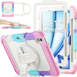 Case for iPad Air 11-inch M4-M2 2026-2024 (Gen 8-6), Shockproof Heavy Duty Case with Screen Protector, Pencil Holder, Rotating Stand, Hand Strap, Shoulder Strap, Pink Case for iPad Air 11-inch M4-M2 2026-2024 (Gen 8-6), Shockproof Heavy Duty Case with Screen Protector, Pencil Holder, Rotating Stand, Hand Strap, Shoulder Strap, Pink