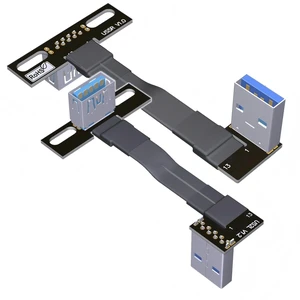 USB 3.0 Type A Male to USB A Female Extension Ribbon Cable Fold 90 FPV Slim Flat Soft Flexible FPC (25cm, S2L-S5R) USB 3.0 Type A Male to USB A Female Extension Ribbon Cable Fold 90 FPV Slim Flat Soft Flexible FPC (25cm, S2L-S5R)