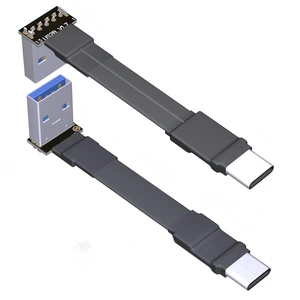 USB 3.1 Type-A Male to USB3.1 Type-C Male Up/Down Angle USB Data Cable Type c Cord Connector Adapter FPC FPV Flat (25cm, T1A-S2B) USB 3.1 Type-A Male to USB3.1 Type-C Male Up/Down Angle USB Data Cable Type c Cord Connector Adapter FPC FPV Flat (25cm, T1A-S2B)