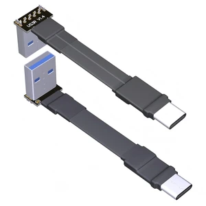 USB 3.1 Type-A Male to USB3.1 Type-C Male Up/Down Angle USB Data Cable Type c Cord Connector Adapter FPC FPV Flat (50cm, T1A-S3R) USB 3.1 Type-A Male to USB3.1 Type-C Male Up/Down Angle USB Data Cable Type c Cord Connector Adapter FPC FPV Flat (50cm, T1A-S3R)