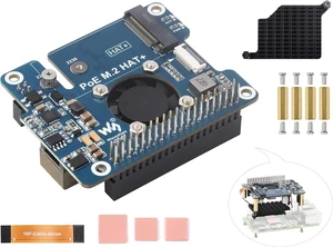 PCIe to M.2 Adapter with PoE Function Compatible with Raspberry Pi 5, Pi 5 POE HAT M.2-M-Key HAT+ Supports NVMe Protocol M.2 SSD 2230/2242, IEEE 802.3af/at Network Standard with Metal Heatsink PCIe to M.2 Adapter with PoE Function Compatible with Raspberry Pi 5, Pi 5 POE HAT M.2-M-Key HAT+ Supports NVMe Protocol M.2 SSD 2230/2242, IEEE 802.3af/at Network Standard with Metal Heatsink