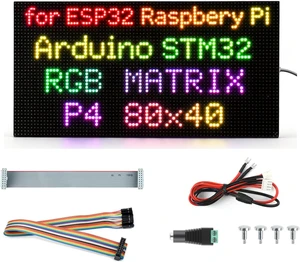 3200 RGB Full-Color LED Matrix Panel, 4mm Pitch, 80×40 Pixels, Compatible with Raspberry Pi 5/4B/Zero 2W/Zero/Pico 2W /Pico/STM32/ESP32, Support Adjustable Brightness, Chainable, Animation 3200 RGB Full-Color LED Matrix Panel, 4mm Pitch, 80×40 Pixels, Compatible with Raspberry Pi 5/4B/Zero 2W/Zero/Pico 2W /Pico/STM32/ESP32, Support Adjustable Brightness, Chainable, Animation