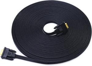 DTECH 65ft Extra Long VGA to VGA Cable for Computer Monitor 15 Pin Male to Male Flat VGA Cord Full HD Video (20 Meter, Black) DTECH 65ft Extra Long VGA to VGA Cable for Computer Monitor 15 Pin Male to Male Flat VGA Cord Full HD Video (20 Meter, Black)