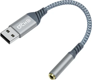 DCHAV USB to 3.5mm Audio Adapter Microphone Headphone Jack External Sound Card AUX USB Type A to 3.5 mm Cable 4 Pole TRRS Female Interface Line Control for PC Laptop Desktop Speaker Headset, Grey DCHAV USB to 3.5mm Audio Adapter Microphone Headphone Jack External Sound Card AUX USB Type A to 3.5 mm Cable 4 Pole TRRS Female Interface Line Control for PC Laptop Desktop Speaker Headset, Grey