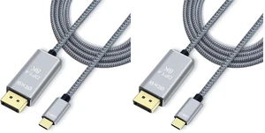 DCHAV 8K USB-C to DisplayPort Cable 6-Foot 4K@144Hz 8K@60Hz 5K 2K@165Hz USB to DP Adapter Display Port Cord Nylon Braided Aluminum Connector for Monitor Computer Laptop Television Tablet (Pack of 2) DCHAV 8K USB-C to DisplayPort Cable 6-Foot 4K@144Hz 8K@60Hz 5K 2K@165Hz USB to DP Adapter Display Port Cord Nylon Braided Aluminum Connector for Monitor Computer Laptop Television Tablet (Pack of 2)