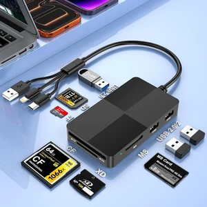 Multi SD Card Reader Adapter 8in1,USB-C + Lightning + USB-A SD/TF/MS/CF/XD Memory Stick Pro Duo Adapter,Memory Card Reader with 3X USB2.0 Ports for iPhone/Windows/Android/PC/Photography/Vlog Multi SD Card Reader Adapter 8in1,USB-C + Lightning + USB-A SD/TF/MS/CF/XD Memory Stick Pro Duo Adapter,Memory Card Reader with 3X USB2.0 Ports for iPhone/Windows/Android/PC/Photography/Vlog