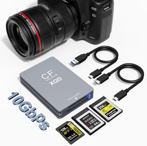 3 in 1 CFexpress Type B & XQD & SD Card Reader 10Gbps USB3.1 Gen2, Aluminum Typ B CFexpress Adapter Camera External Memory Card Reader Support Windows/Mac OS/Linux/Android with USB-A/USB-C Cable,Grey 3 in 1 CFexpress Type B & XQD & SD Card Reader 10Gbps USB3.1 Gen2, Aluminum Typ B CFexpress Adapter Camera External Memory Card Reader Support Windows/Mac OS/Linux/Android with USB-A/USB-C Cable,Grey