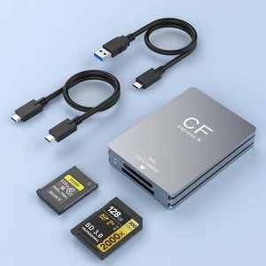 2 in 1 Aluminum CFexpress Card Reader Type A & SD Card Reader with USB 3.1 (Gen 2) 10 Gbit/s, SD/CF Express Type-A Memory Card Reader Adapter for Windows/Mac/Linux/Android with USB-C and USB-A Cable 2 in 1 Aluminum CFexpress Card Reader Type A & SD Card Reader with USB 3.1 (Gen 2) 10 Gbit/s, SD/CF Express Type-A Memory Card Reader Adapter for Windows/Mac/Linux/Android with USB-C and USB-A Cable