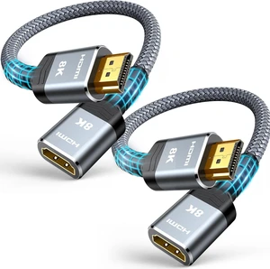2 Pack 8K 4K HDMI Extender 1FT, Extension Cable 2.1 4K@30Hz/ 60Hz/ 120Hz, Ultra high Speed Adapter Male to Female Compatible for PS5, Roku, Stick, Blu Ray Player, HDTV, Laptop 2 Pack 8K 4K HDMI Extender 1FT, Extension Cable 2.1 4K@30Hz/ 60Hz/ 120Hz, Ultra high Speed Adapter Male to Female Compatible for PS5, Roku, Stick, Blu Ray Player, HDTV, Laptop
