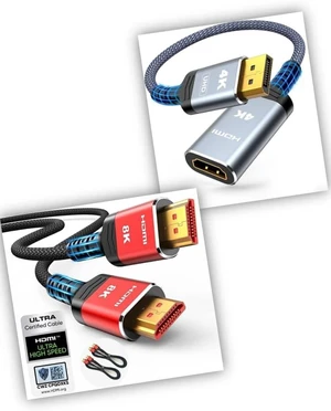 4K DisplayPort to HDMI Adapter & 8K HDMI Cable 6.6FT 2-Pack 4K DisplayPort to HDMI Adapter & 8K HDMI Cable 6.6FT 2-Pack