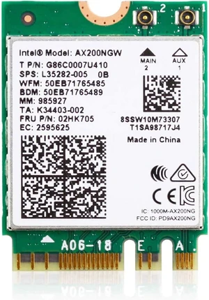 WiFi 6 AX200NGW M.2 Wireless Network Card WiFi Adapter with Bluetooth 5.0 Receiver Adapters for Notebook Laptop PC 802.11AX Dual Band 2.4GHz 574Mbps / 5GHz 2.4Gbps Support Windows 10 64bit WiFi 6 AX200NGW M.2 Wireless Network Card WiFi Adapter with Bluetooth 5.0 Receiver Adapters for Notebook Laptop PC 802.11AX Dual Band 2.4GHz 574Mbps / 5GHz 2.4Gbps Support Windows 10 64bit