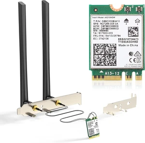 AX210NGW WiFi Card Wi-Fi 6E Network Card 6G/ 5G/ 2.4GHz M.2/NGFF 2230 | Bluetooth 5.3 Tri-Band AX5400M, Supports Windows 11/10 (64-Bit), Includes Ipex Cable, 5dBi Antennas and Low-Profile Brackets AX210NGW WiFi Card Wi-Fi 6E Network Card 6G/ 5G/ 2.4GHz M.2/NGFF 2230 | Bluetooth 5.3 Tri-Band AX5400M, Supports Windows 11/10 (64-Bit), Includes Ipex Cable, 5dBi Antennas and Low-Profile Brackets