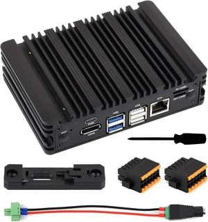 Waveshare Industrial Computer, Compatible with RPi CM5, 4 X RS485 | 1000M Ethernet RJ45 port, Supports RS485 And 4G/5G Communication, with aluminum alloy heat dissipation case