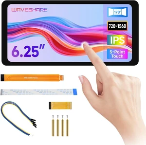 Waveshare 6.25inch DSI Capacitive Touch Display, 720 × 1560, 5-Point Touch | Compatible with Raspberry Pi 5/4B,CM4 IO Board, 1.1mm Optical Bonding Toughened Glass Panel, IPS Panel, 500cd/m² Brightness Waveshare 6.25inch DSI Capacitive Touch Display, 720 × 1560, 5-Point Touch | Compatible with Raspberry Pi 5/4B,CM4 IO Board, 1.1mm Optical Bonding Toughened Glass Panel, IPS Panel, 500cd/m² Brightness