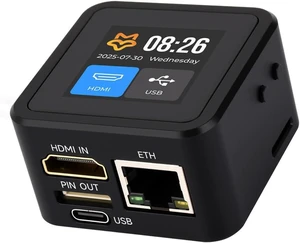 Waveshare Luckfox PicoKVM Lightweight IP KVM Remote Management Tool, Supports 1920 × 1080@60fps HDMI Video Input and HID Signal Output for Device Control, Comes with Case and 1.54inch Display