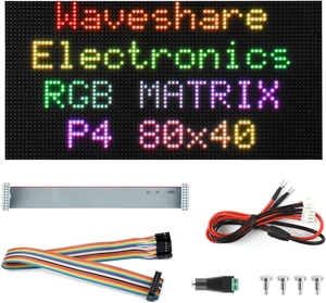 Waveshare RGB Full-Color LED Matrix Panel, 4mm Pitch, 80×40 Pixels, Adjustable Brightness Waveshare RGB Full-Color LED Matrix Panel, 4mm Pitch, 80×40 Pixels, Adjustable Brightness