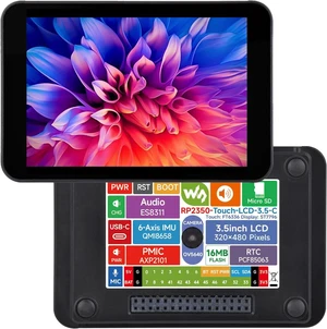 Waveshare RP2350 3.5inch LCD Display Development Board, 320 × 480 Resolution, 65K Color, Dual-core and Dual-Architecture, Onboard Camera Interface, with Case and Camera Waveshare RP2350 3.5inch LCD Display Development Board, 320 × 480 Resolution, 65K Color, Dual-core and Dual-Architecture, Onboard Camera Interface, with Case and Camera