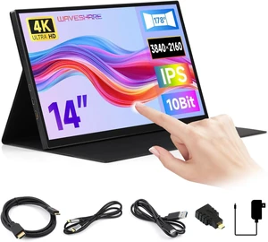 waveshare Luckfox 14inch 4K Portable Touch Monitor with Magnetic Protective Case, 3840 × 2160 Resolution, HDR Support, IPS Panel, Optical Bonding, 10-Point Touch waveshare Luckfox 14inch 4K Portable Touch Monitor with Magnetic Protective Case, 3840 × 2160 Resolution, HDR Support, IPS Panel, Optical Bonding, 10-Point Touch