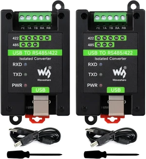 Waveshare 2PCS USB to RS485/422 Industrial Grade Isolated Converter, Onboard Original FT232RL and SP485EEN, Multiple Protection, Wall-Mount and Rail-Mount Support Waveshare 2PCS USB to RS485/422 Industrial Grade Isolated Converter, Onboard Original FT232RL and SP485EEN, Multiple Protection, Wall-Mount and Rail-Mount Support