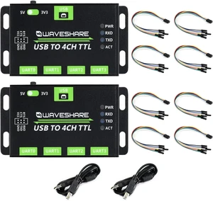Waveshare 2PCS Industrial USB to 4CH TTL Converter USB to UART with Multi Protection Circuits Multi Systems Support Waveshare 2PCS Industrial USB to 4CH TTL Converter USB to UART with Multi Protection Circuits Multi Systems Support