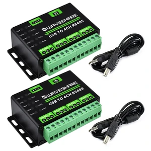 Waveshare 2PCS Industrial USB to 4Ch RS485 Converter, Multi Protection Circuits, Multi Systems Support, Aluminium Alloy Case, Wall-Mount & Rail-Mount Support