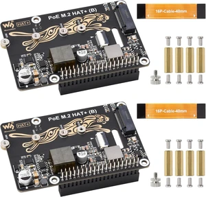 Waveshare 2PCS PCIe to M.2 Adapter with PoE Function HAT+ (B), Compatible with Raspberry Pi 5, Supports POE NVMe Drive Protocol 2230/2242/2260/2280 M.2 Solid State Drive, High-Speed Reading/Writing Waveshare 2PCS PCIe to M.2 Adapter with PoE Function HAT+ (B), Compatible with Raspberry Pi 5, Supports POE NVMe Drive Protocol 2230/2242/2260/2280 M.2 Solid State Drive, High-Speed Reading/Writing