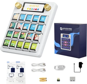 waveshare MK20 AI Voice Control Panel, Onboard 20 × 0.85inch Mechanical LCD Macro Keys and A 2.8inch Secondary Screen, High-Precision Dual Knobs, Supports Linux + QMK Dual-System Architecture, White waveshare MK20 AI Voice Control Panel, Onboard 20 × 0.85inch Mechanical LCD Macro Keys and A 2.8inch Secondary Screen, High-Precision Dual Knobs, Supports Linux + QMK Dual-System Architecture, White