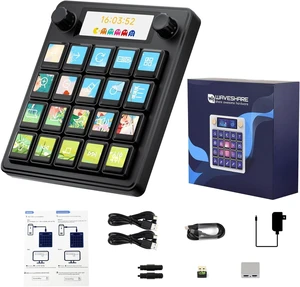 Waveshare MK20 AI Voice Control Panel, Onboard 20 × 0.85inch Mechanical LCD Macro Keys and A 2.8inch Secondary Screen, High-Precision Dual Knobs, Supports Linux + QMK Dual-System Architecture, Black Waveshare MK20 AI Voice Control Panel, Onboard 20 × 0.85inch Mechanical LCD Macro Keys and A 2.8inch Secondary Screen, High-Precision Dual Knobs, Supports Linux + QMK Dual-System Architecture, Black
