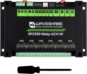 Waveshare Industrial 6-Channel RP2350 Relay Module, Onboard RS485 / Pico HAT interfaces, with Multiple Isolation Protection Circuits, Industrial-Grade, Rail-Mount Case, with Wi-Fi Module Waveshare Industrial 6-Channel RP2350 Relay Module, Onboard RS485 / Pico HAT interfaces, with Multiple Isolation Protection Circuits, Industrial-Grade, Rail-Mount Case, with Wi-Fi Module