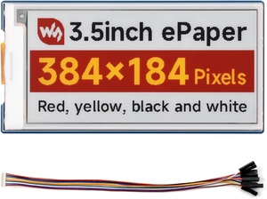 Waveshare 3.5inch E-Paper Display (G), Compatible with Raspberry Pi 5/4B/3B/CM3/3+/4, E-Ink Display, 384 × 184 Pixels, Red/Yellow/Black/White, SPI Interface Waveshare 3.5inch E-Paper Display (G), Compatible with Raspberry Pi 5/4B/3B/CM3/3+/4, E-Ink Display, 384 × 184 Pixels, Red/Yellow/Black/White, SPI Interface