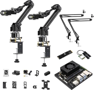 Waveshare 5 + 1 DOF High-Torque Serial Bus Servo Dual Robotic Arm AI Kit, Supports Hugging Face LeRobot AI Robotic Project, ESP32, 2-DOF Wrist Joint, with Jetson Orin Nano 8GB Kit Waveshare 5 + 1 DOF High-Torque Serial Bus Servo Dual Robotic Arm AI Kit, Supports Hugging Face LeRobot AI Robotic Project, ESP32, 2-DOF Wrist Joint, with Jetson Orin Nano 8GB Kit