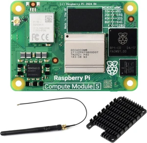 Waveshare CM5 Series, Comes with Ofiicial CM5116016, Antenna and Heatsink | Compatible with Raspberry Pi Compute Module 5, with Wireless / 16GB RAM / 16GB eMMC FLASH, High speed, large RAM, low power Waveshare CM5 Series, Comes with Ofiicial CM5116016, Antenna and Heatsink | Compatible with Raspberry Pi Compute Module 5, with Wireless / 16GB RAM / 16GB eMMC FLASH, High speed, large RAM, low power