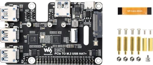 Waveshare PCIe to USB 3.2 Gen1 & M.2 HAT, Compatible with Raspberry Pi 5, Supports NVMe Protocol Solid State Drive, Expands 4-Ch USB 3.2 Ports, High-Speed Reading/Writing, HAT+ Standard Waveshare PCIe to USB 3.2 Gen1 & M.2 HAT, Compatible with Raspberry Pi 5, Supports NVMe Protocol Solid State Drive, Expands 4-Ch USB 3.2 Ports, High-Speed Reading/Writing, HAT+ Standard