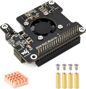 Waveshare Power Over Ethernet Expansion Board for RDK X5, Onboard Cooling Fan, with Metal Heatsink, Supports 802.3af/at Network Standard, RDK PoE Module Waveshare Power Over Ethernet Expansion Board for RDK X5, Onboard Cooling Fan, with Metal Heatsink, Supports 802.3af/at Network Standard, RDK PoE Module