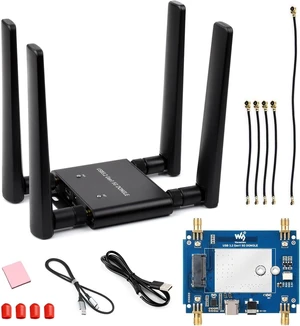 Waveshare 5G DONGLE Expansion Board ONLY, USB 3.2 Port, Aluminum Alloy Case, Quad Antennas, Onboard M.2 Key B Interface, Does NOT Include 5G Module Waveshare 5G DONGLE Expansion Board ONLY, USB 3.2 Port, Aluminum Alloy Case, Quad Antennas, Onboard M.2 Key B Interface, Does NOT Include 5G Module