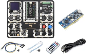Waveshare Raspberry Pi Pico Entry-Level Sensor Kit, Including Pico Expansion Board and 15 Common modules, All-in-one Design, Bundle with ESP32-S3-Pico-M + Sensor Kit (6 Items) Waveshare Raspberry Pi Pico Entry-Level Sensor Kit, Including Pico Expansion Board and 15 Common modules, All-in-one Design, Bundle with ESP32-S3-Pico-M + Sensor Kit (6 Items)