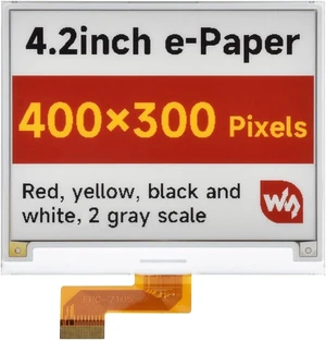 Waveshare 4.2inch e-Paper, Raw E-Ink Display, 400x300, Red/Yellow/Black/White, Without Driver Board Waveshare 4.2inch e-Paper, Raw E-Ink Display, 400x300, Red/Yellow/Black/White, Without Driver Board